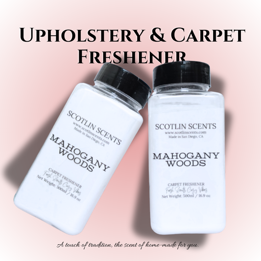 Mahogany Woods Upholstery & Carpet Freshener | Natural Odor Eliminator | Home & Car Deodorizer | Scotlin Scents