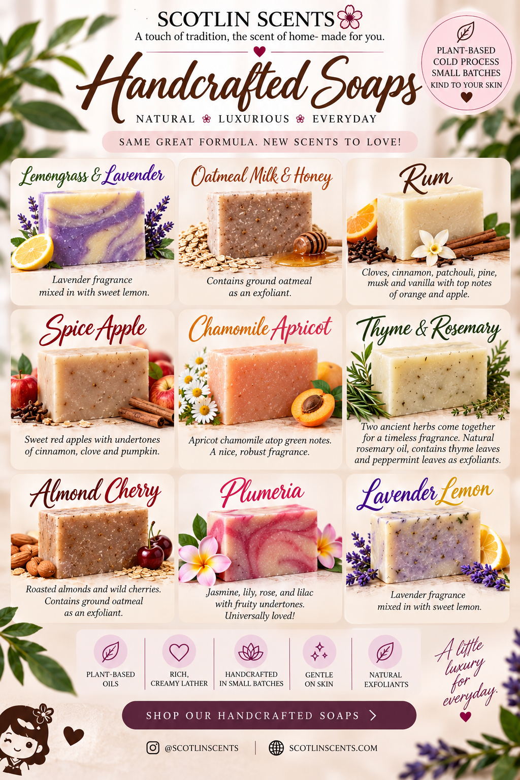 Spice Apple | Handmade Cold Process Soap Bar | Plant Based Oils | Artisan Small Batch Soap | Includes Bamboo Soap Holder
