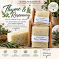 Thyme & Rosemary | Handmade Cold Process Soap Bar | Plant Based Oils | Artisan Small Batch Soap | Includes Bamboo Soap Holder