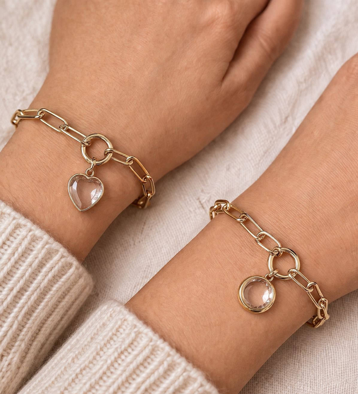 Gold Paperclip Chain Bracelet – Customizable Floating Charm Jewelry – Roze Collection