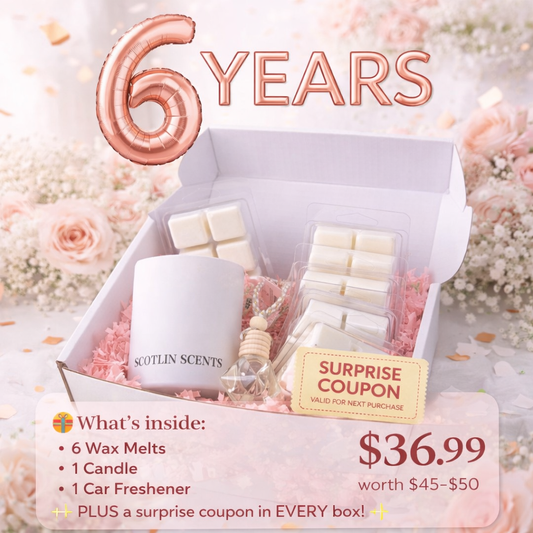 6 Year Anniversary Box | Wax Melt Gift Set | Candle & Car Freshener Bundle | Limited Edition Gift Box | Home Fragrance Set