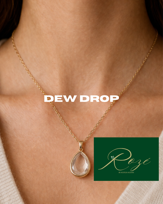 Dewdrop Gold Circle Floating Charm Necklace – Minimalist Crystal Pendant – Roze Collection