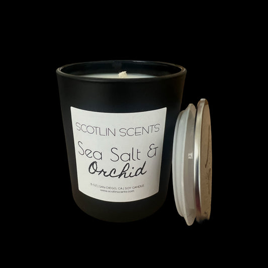 Sea Salt & Orchid | 6 oz Black Matte Candle