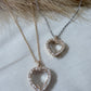 Blush Heart Floating Charm Necklace – Minimalist Crystal Pendant – Roze Collection