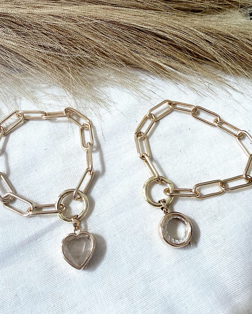 Gold Paperclip Chain Bracelet – Customizable Floating Charm Jewelry – Roze Collection