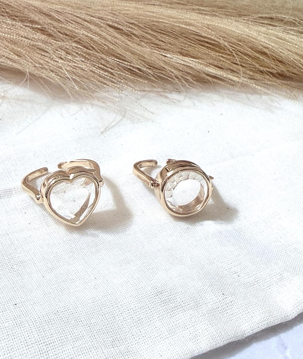 Adjustable Statement Ring – Gold Crystal Ring – Heart Ring or Circle Ring – Minimalist Ring – Roze Collection by Scotlin Scents