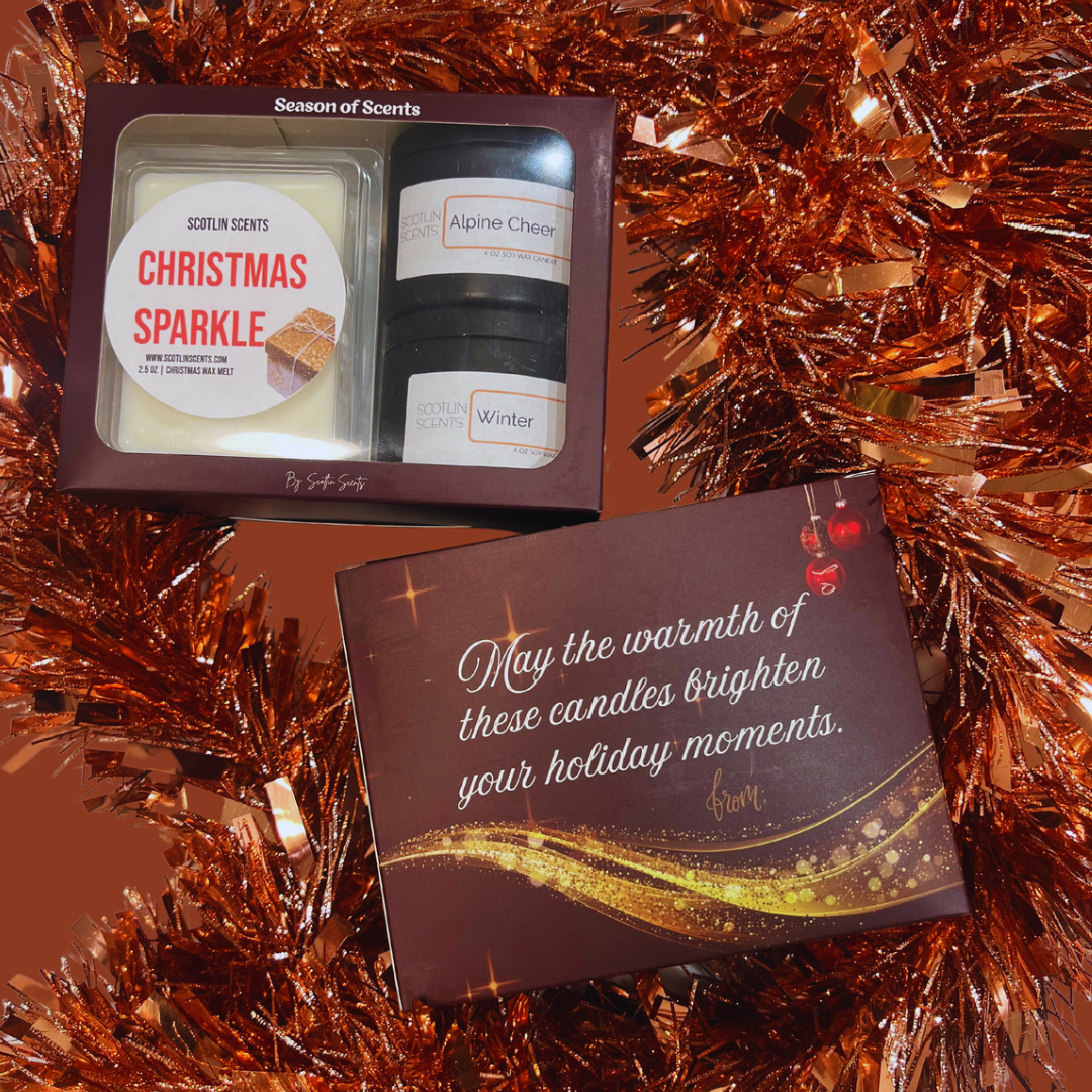 Holiday Gift Box - Festive Wax Melts & Candle Set - Perfect for Cozy Winter Moments