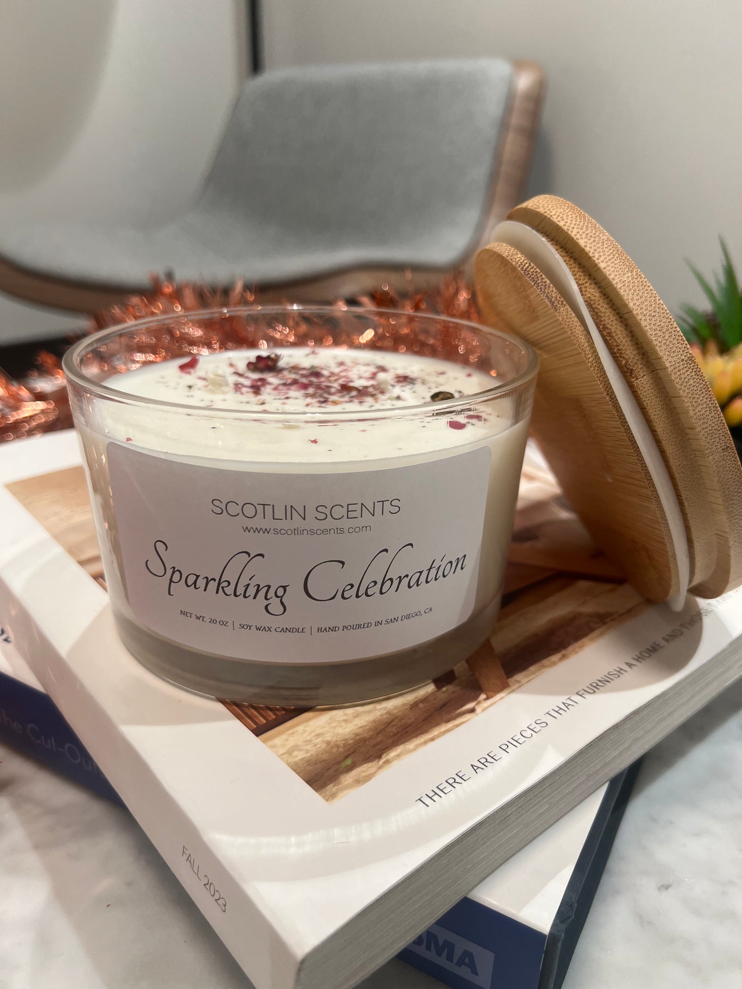 Sparkling Celebration Soy Wax Candle | Home Decor Jar Candle 20oz | Gift Ideas | Winter