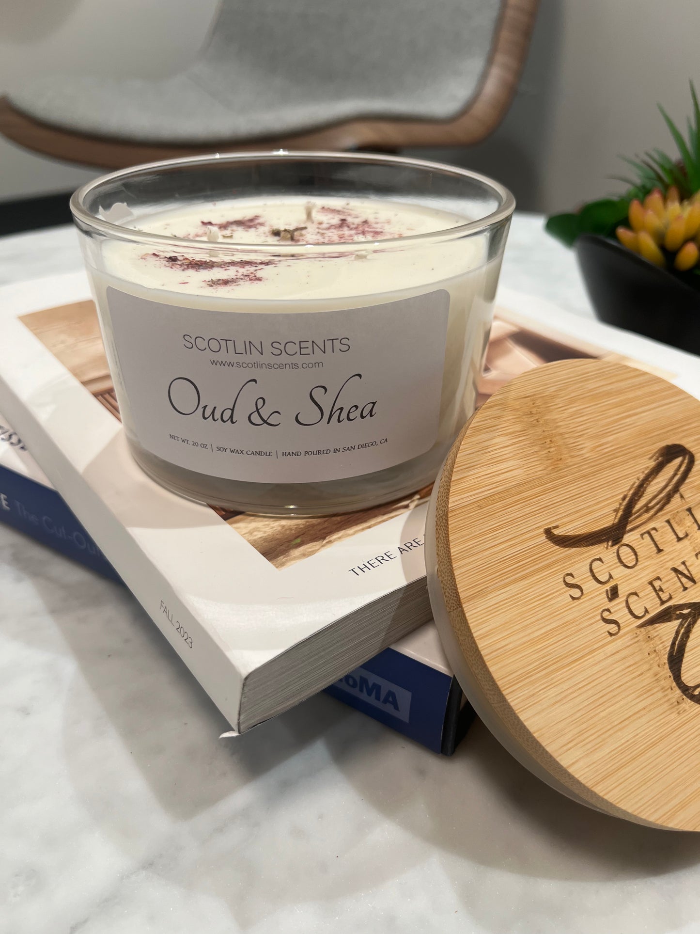 Oud & Shea Soy Wax Candle | Home Decor Jar Candle 20oz | Gift Ideas | Winter