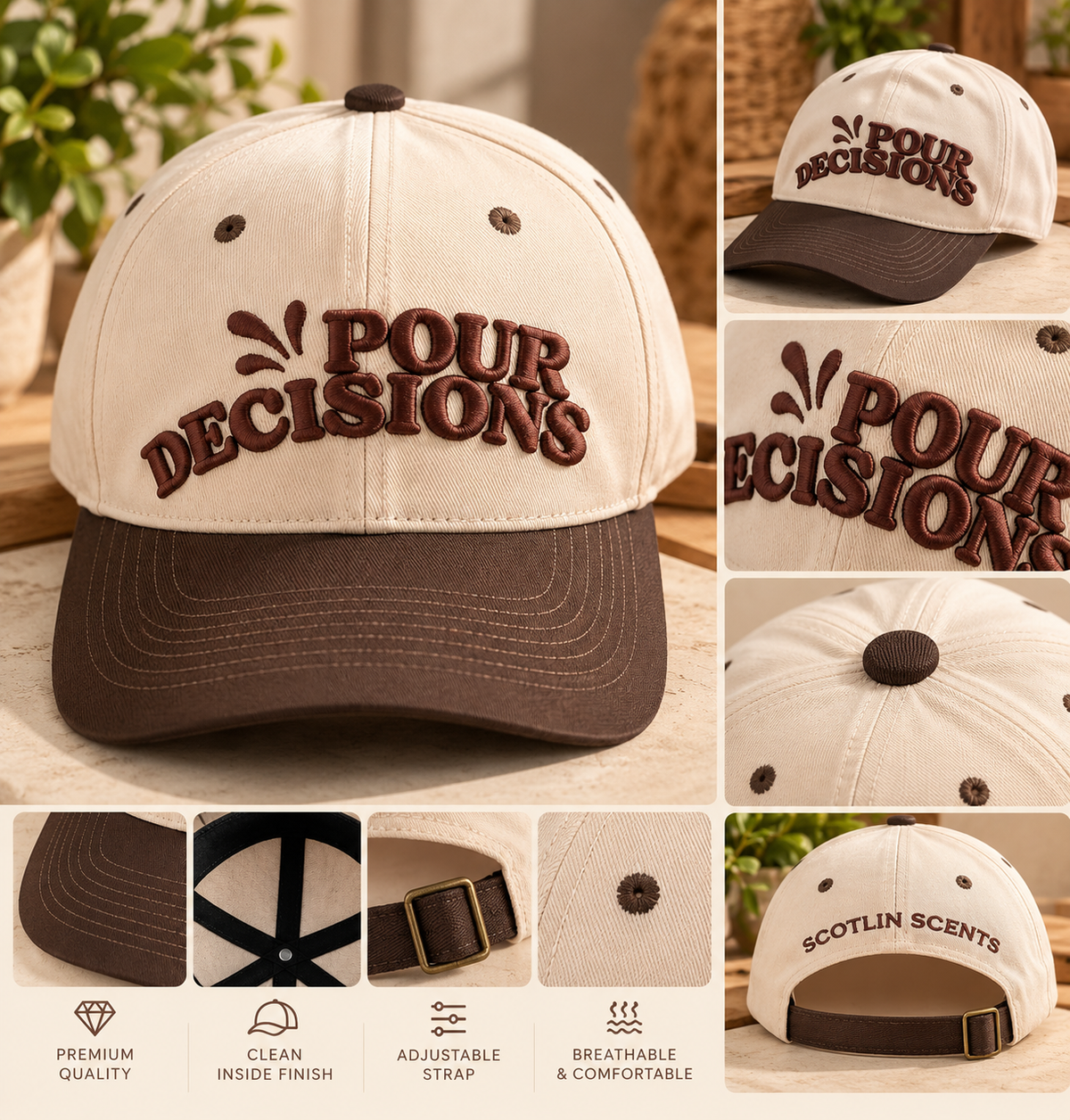 Candle Lover Embroidered Baseball Cap, Pour Decisions Hat, Candle Maker Gift