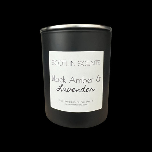Black Amber & Lavender | 6 oz Black Matte Candle